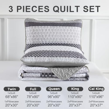 wongs bedding grey queen size quilt set, boho, view 9