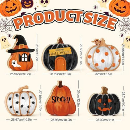 JarThenaAMCS 6Pcs Halloween Wooden Porch Signs Halloween Decorations