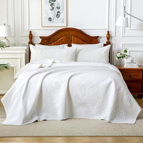 white 100% cotton queen size quilt bedding set, side view