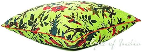 Eyes of India Velvet Floral Flower Bird Throw Pillow Sofa Cushion Cover Case - Image 3