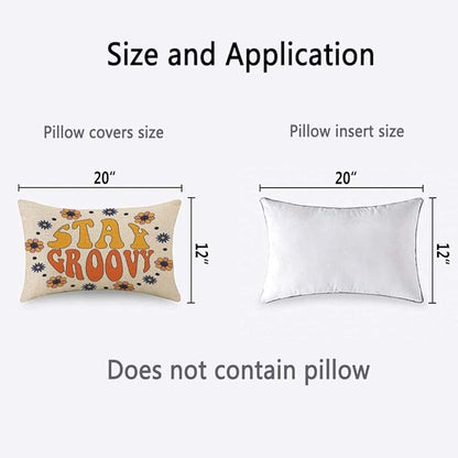 TKS MITLAN Retro Stay Groovy Slogan Decorative Pillow Covers Hippie Flowers in - Image 2