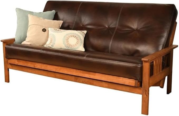 BOWERY HILL Full-Size Faux Leather Futon in Java Brown-Frame Not Included by BOWERYHILL