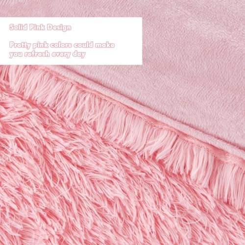 perfemet 3 pieces plush pink comforter sets full, side view