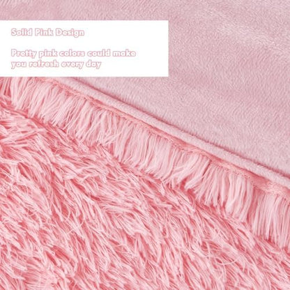 perfemet 3 pieces plush pink comforter sets full, side view