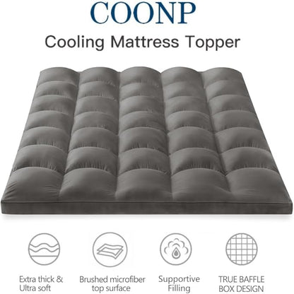 COONP King Mattress Topper, Extra Thick Pillowtop, Cooling Plush Mattress Pad - Image 2