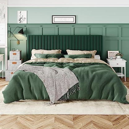 allewie king bed frame, velvet upholstered platform bed, close-up detail