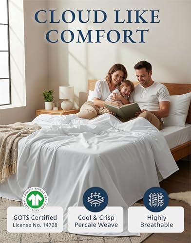 lane linen queen sheets 100% organic cotton 4pc shown in use