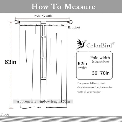 ColorBird Boho Curtains for Living Room, 2 Panels 63 inch Blue Darkening Drapes - Image 5