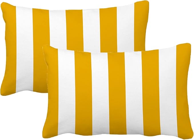 Leaveland Mustard Yellow and White Stripe Set of 2 12x20 Inch Cotton Polyester - Image 9
