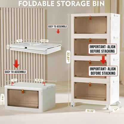 yfxcvsl 4 tier plastic storage bins with lid on a desk or shelf
