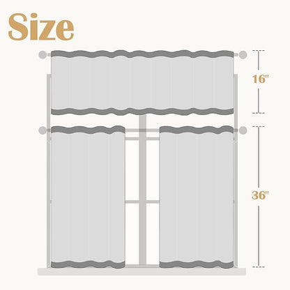 jinchan Kitchen Curtains and Valances Set 3 Pieces Linen Tiers and Valance 36 - Image 2
