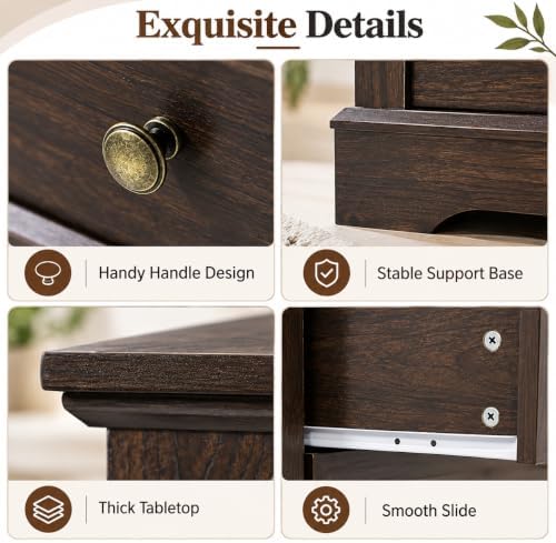 louvixa farmhouse dresser 5 drawer, bedroom chest of on a desk or shelf