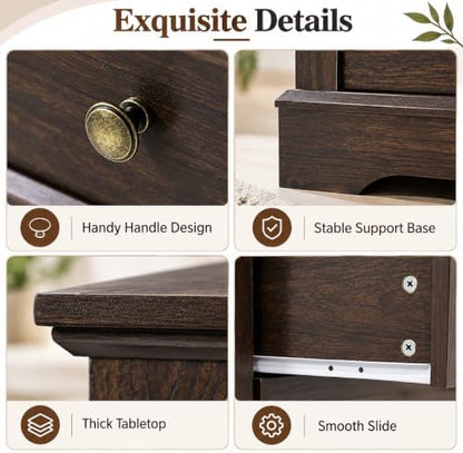 louvixa farmhouse dresser 5 drawer, bedroom chest of on a desk or shelf