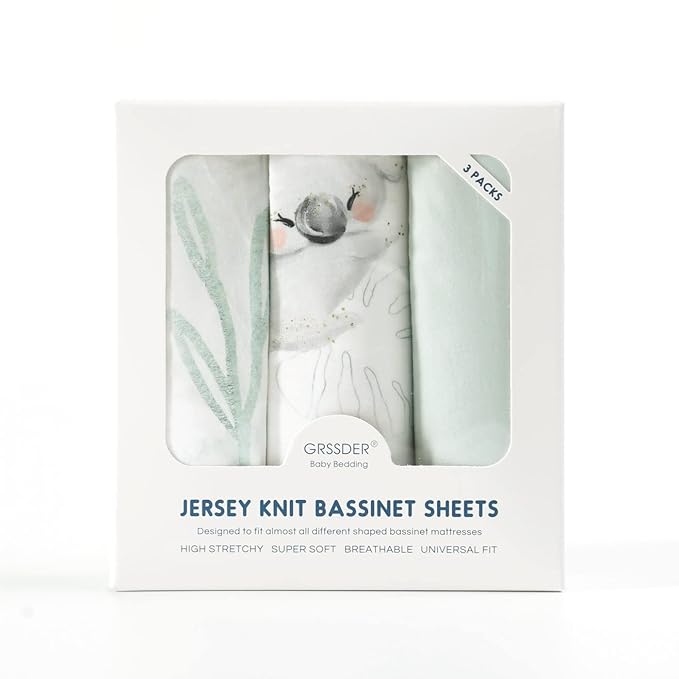 GRSSDER Stretch Ultra Soft Fitted Bassinet Sheets 3 Pack, Universal Fit - Image 4