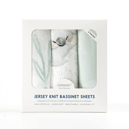 GRSSDER Stretch Ultra Soft Fitted Bassinet Sheets 3 Pack, Universal Fit - Image 4