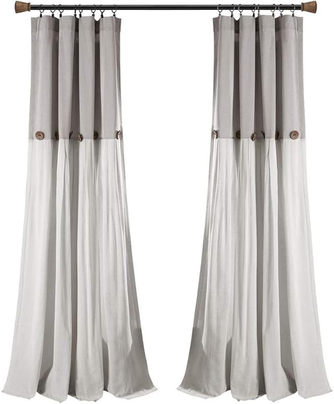 Lush Decor Linen Button Window Curtain Panel, Bedroom & Dining Room by LushDecor