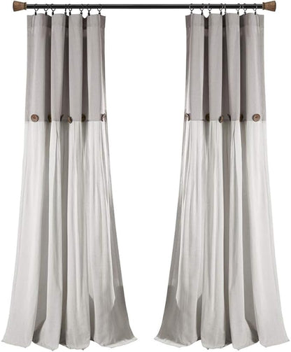 Lush Decor Linen Button Window Curtain Panel, Bedroom & Dining Room by LushDecor
