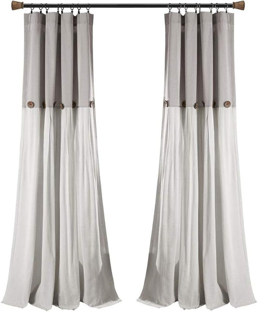 Lush Decor Linen Button Window Curtain Panel, Bedroom & Dining Room by LushDecor