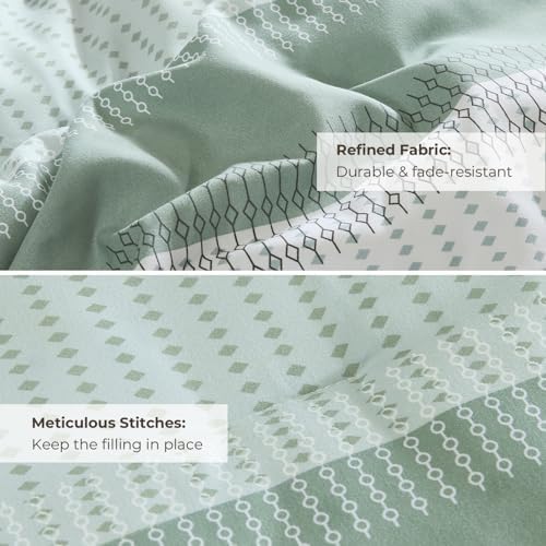 litanika queen comforter set - 3 pieces stripe on a desk or shelf