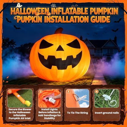 Giant 26Ft Halloween Inflatables Pumpkin Decorations with Blower, 3D Design