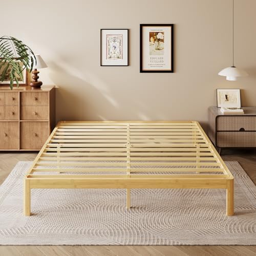 14 inch king size wood bed frame with, main product view