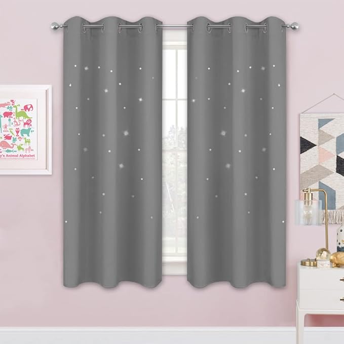 NICETOWN Silver Grey Star Blackout Curtains by NICETOWN