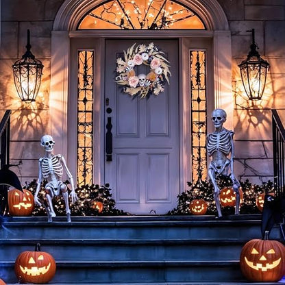 Valery Madelyn 18" Halloween Wreath for Front Door Decor with Lights
