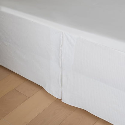 King Bed Skirt, Grid Plaid Soft Quadruple Pleated Ruffle Bed Skirt, Tailored - Image 5