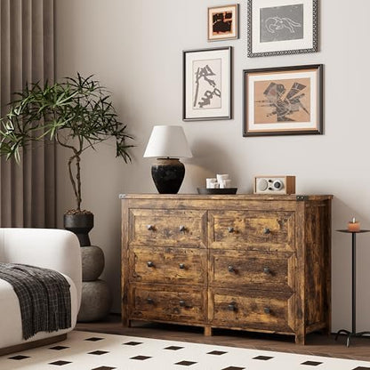 xixini 47.2" wide 6-drawer farmhouse dresser for bedroom, main product view
