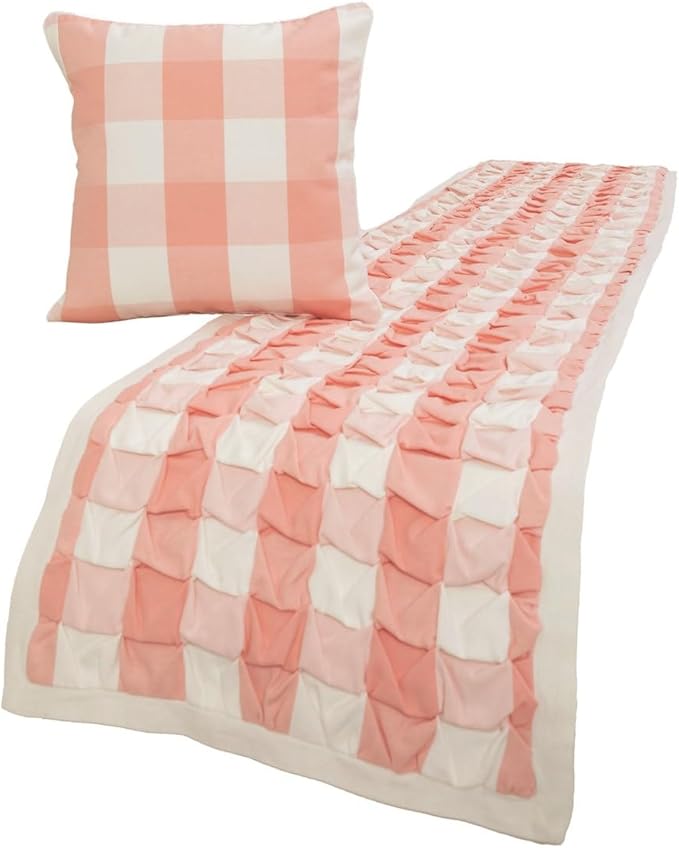 The HomeCentric King/Queen/Twin Peach Pink Decorative Twin 53"x18" Bed Runner by TheHomeCentric