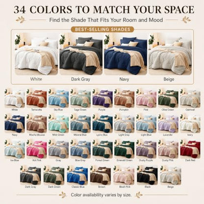 cozylux queen comforter set, 7 pieces white seersucker, view 9