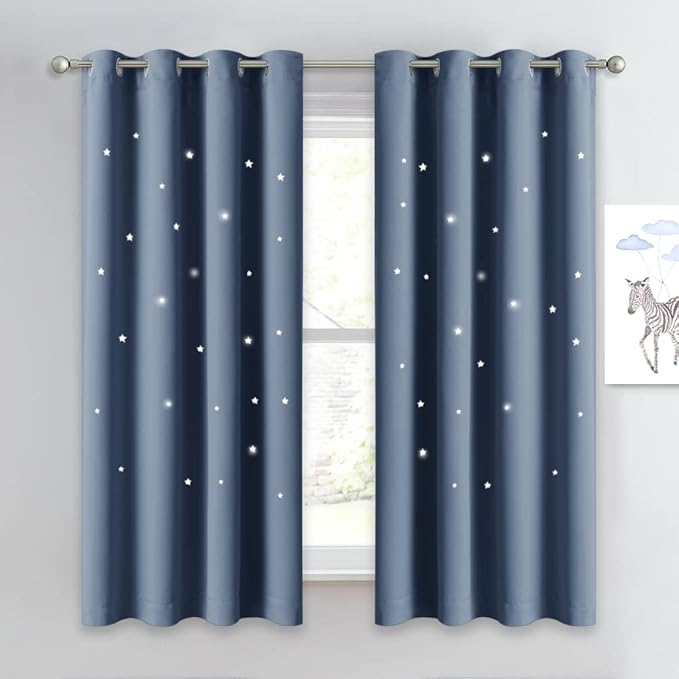 NICETOWN Kids Curtains for Boy's Bedroom, Laser Cutting Star Galaxy Curtains by NICETOWN