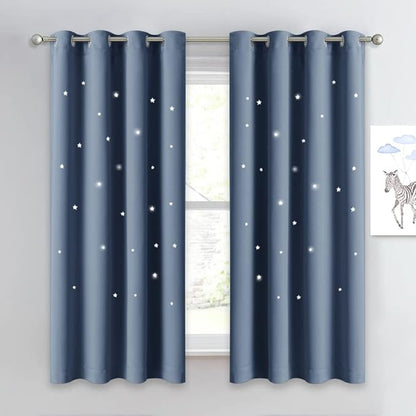 NICETOWN Kids Curtains for Boy's Bedroom, Laser Cutting Star Galaxy Curtains by NICETOWN