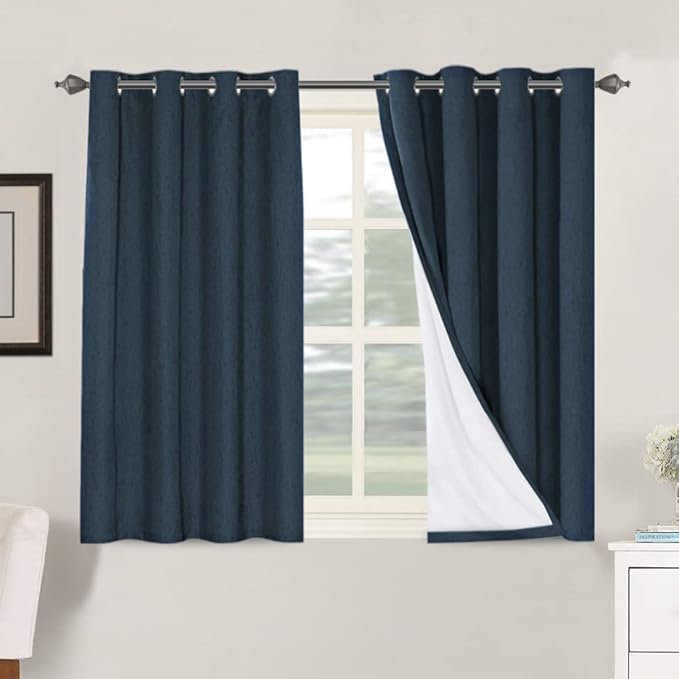 H.VERSAILTEX Linen Blackout Curtains 45 Inches Long 100% Absolutely Blackout by HVERSAILTEX