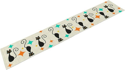 Mid Century Cat Table Runner, 13x90 Inch - Image 2