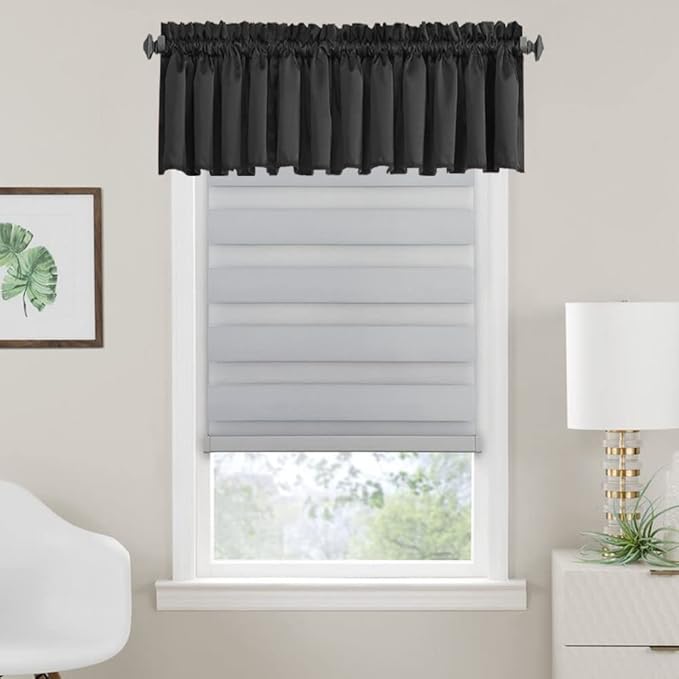 Valances for Window Black Valance Curtains for Bedroom Living Room Rod Pocket - Image 2