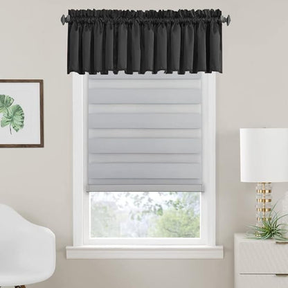 Valances for Window Black Valance Curtains for Bedroom Living Room Rod Pocket - Image 2