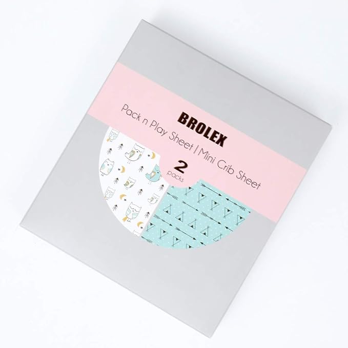 Pack n Play Sheets, BROLEX 2 Pack Mini Crib Sheets, Stretchy Portable Fitted - Image 2