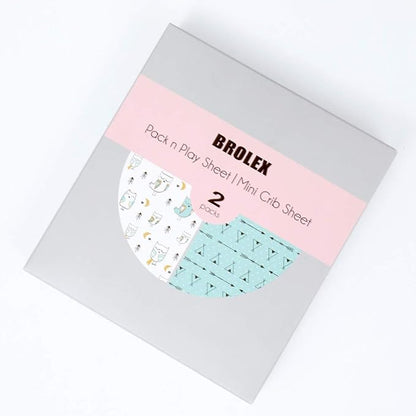 Pack n Play Sheets, BROLEX 2 Pack Mini Crib Sheets, Stretchy Portable Fitted - Image 2