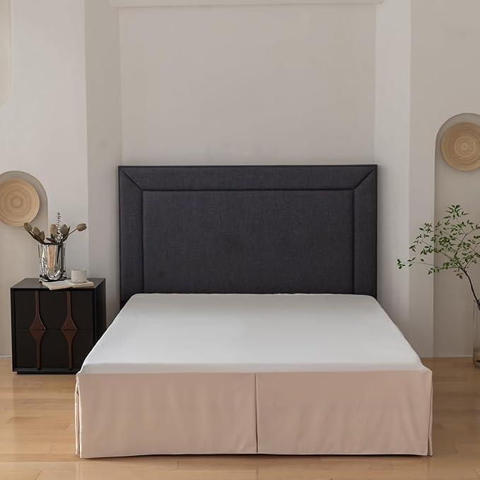 Queen Bed Skirt, Grid Plaid Soft Quadruple Pleated Ruffle Bed Skirt, Tailored - Image 7