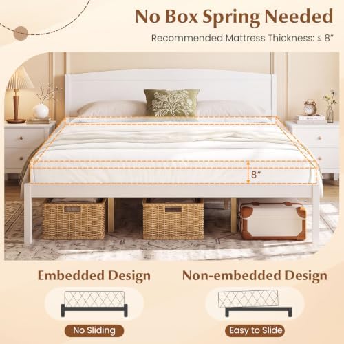 giantex king size wooden bed frame with curved on a desk or shelf