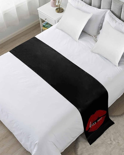 Red Lip Print Kiss Me Bed Runners by ZFUNCING
