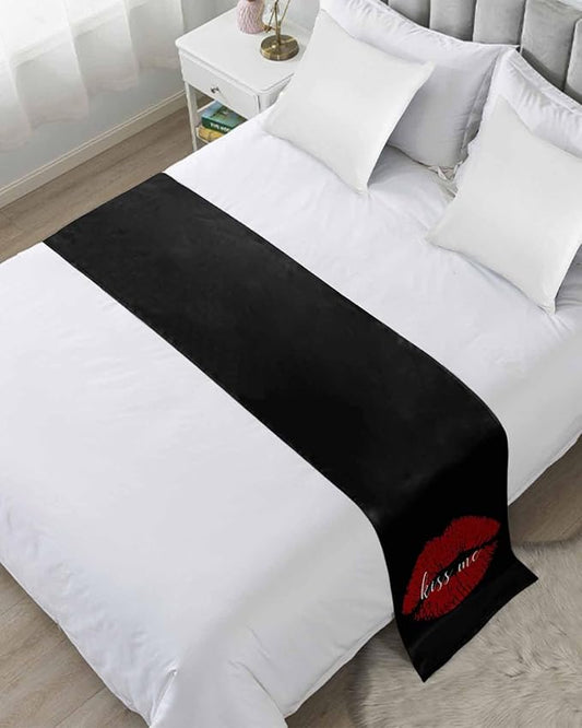 Red Lip Print Kiss Me Bed Runners by ZFUNCING