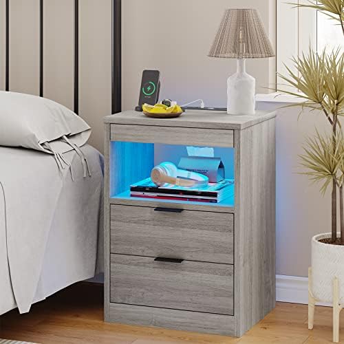 tiptiper led nightstand with wireless charging station, farmhouse on a desk or shelf