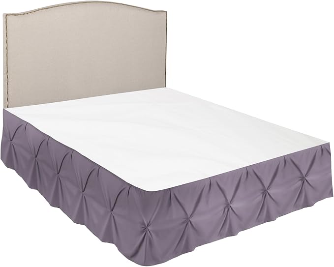 Nestl Grayish Purple Bed Skirt Full Size, Pinch Pleat Full Bed Skirt, Hotel - Image 7