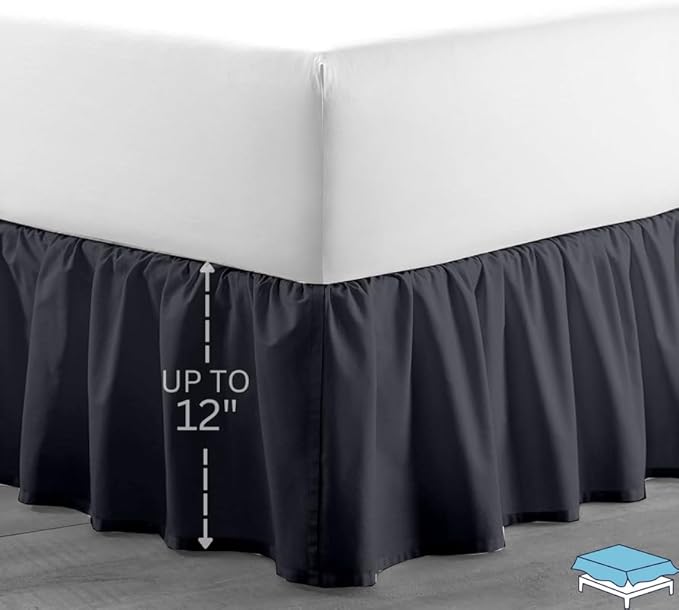 Ruffle Bed Skirt with Split Corners, Microfiber Dust Ruffled - Image 2