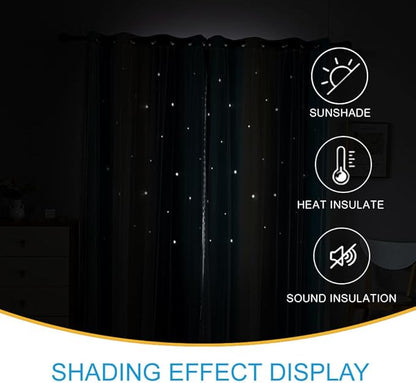 Star Girl and Kids Curtains for Bedroom Rainbow Ombre Double Layer Cute Shot - Image 5