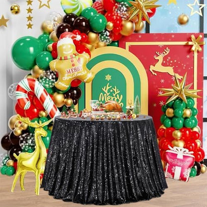 B-COOL Round Tablecloth 120 Inch Black Sequin Table Cloth Glitter Table Cover for Holiday Banquet Dining Wedding Halloween Christmas Party Decoration