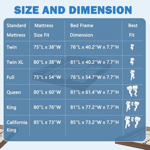 garveehome wood platform bed frame, twin bed frame, package contents