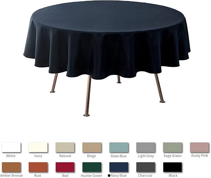 maxmill Round Linen Looking Textured Tablecloth Spill-Proof Wrinkle Free Soft - Image 3